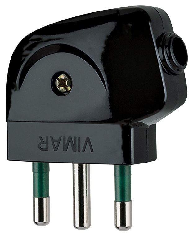 VIMAR - Spina 2P+T 16A S17 90° Nero - Squadra Profilo Sicury 2P+T 16A 250V Uscita Cavo 90°