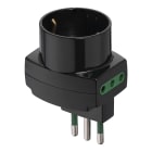 VIMAR - Adattatore multiplo sicury 250 V sfalsato verticale max 1500 W spina 2P+T 10 A tipo S11 due prese 2P+T 10 A tipo P11 una presa 2P+T 16 A tipo P30 nero.