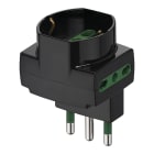 VIMAR - Adattatore sfalsato verticale 250 V max 1500 W, spina 2P+T 16 A tipo S17, due prese 2P+T tipo P17/11, una presa 2P+T universale tipo P40, nero. 00314