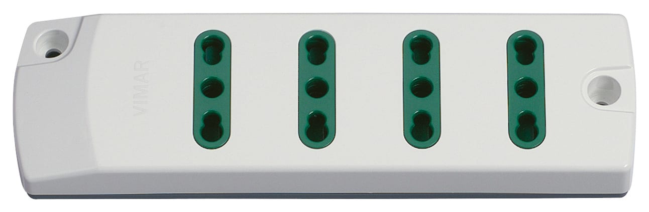 VIMAR - Presa Mobile Multipla 2P+T 16A 250V, 4 Uscite Sicury Standard Italiano, Potenza Massima 3680W Bianco 00404.NC.B