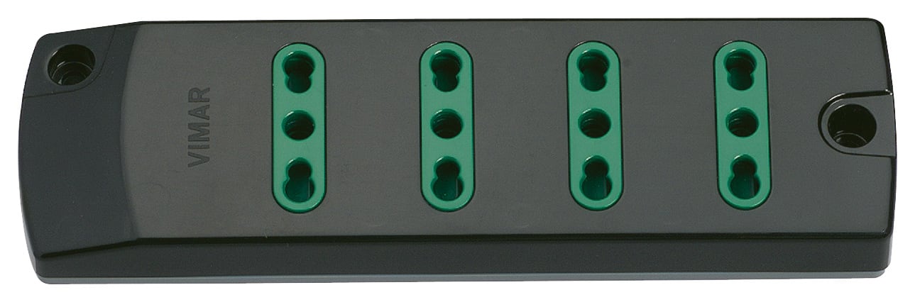 VIMAR - Presa mobile multipla 2P+T 16 A 250 V~ 4 uscite Sicury Standard Italiano P17/11, 3680 W, Nero 00404.NC