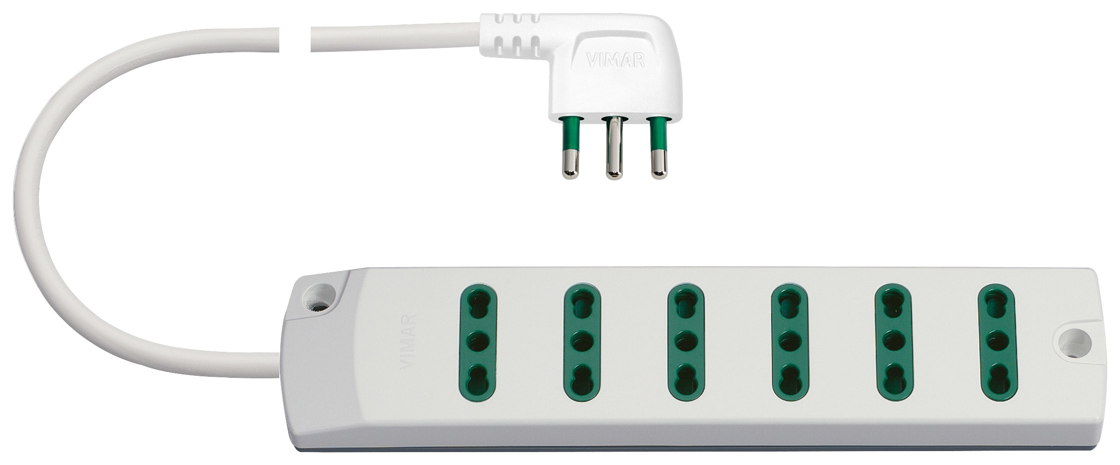 VIMAR - Presa Mobile Multipla 6 Uscite 16A 250V Bianco Sicury Standard Italiano 3680W 00406.CC.B