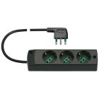 VIMAR - Presa multipla 3P30+S17 90° nero, 2P+T 16A 250V, 3 uscite SICURY, cavo 1,5m 3G1, spina 2P+T 16A, potenza max 3680W.