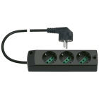 VIMAR - Presa multipla 3P30+S31 90° nero, 2P+T 16A 250V, 3 uscite SICURY, cavo 1,5m 3G1, spina combinata, max 3680W.