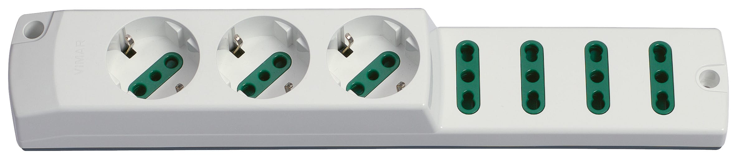 VIMAR - Presa Mobile Multipla 2P+T 16A 250V Bianco - Sicury Standard Italiano P30 P17/11 3680W 00424.NC.B