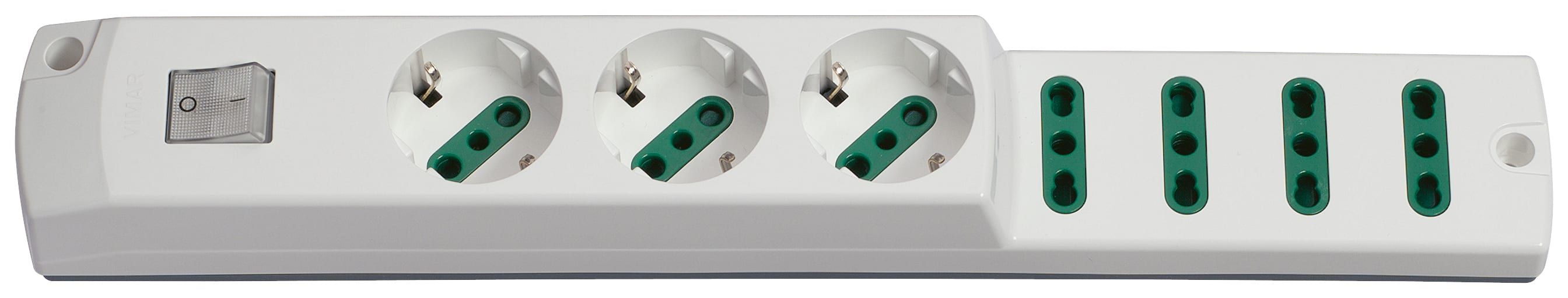 VIMAR - Presa Mobile Multipla 2P+T 16A 250V Bianco con Interruttore Luminoso - Sicury Standard Italiano P30 P17/11 3680W 00425.NC.B