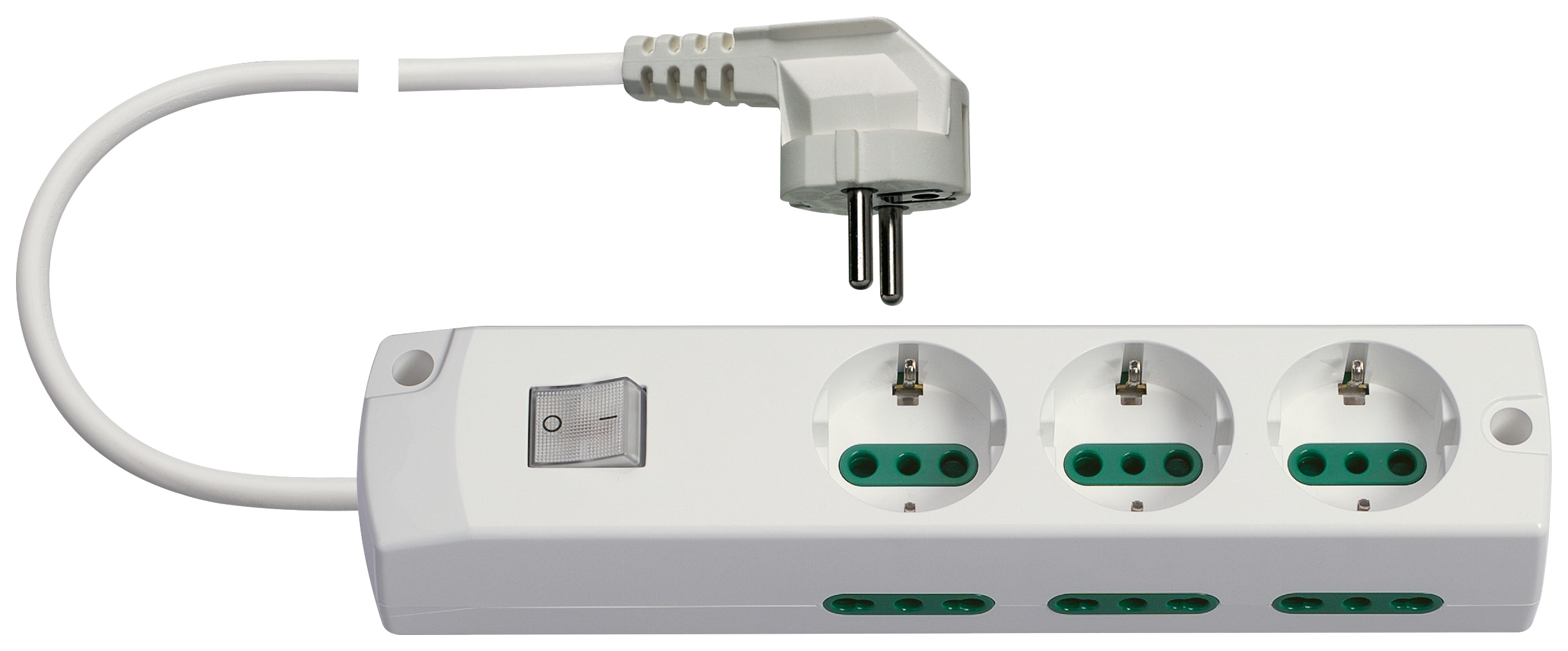 VIMAR - Presa multipla 3P30+6P17/11 con interruttore luminoso, cavo 1,5m, spina combinata, potenza 3680W, bianco.