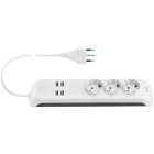 VIMAR - Presa multipla 16A con 3 schuko, 4 USB, interruttore, WiFi, controllo remoto, cavo 1,5m, spina italiana, bianco. 00447.CC.B