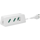 VIMAR - Presa scrivania 1univ+2P17/11+3USB+S17 b, multipla da scrivania 2P+T 16A 250V, 1 uscita universale, 2 uscite P17/11, USB 15,5W, cavo 2m, bianco.