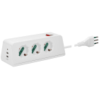 VIMAR - Presa da scrivania 3 universali, 3 USB, S11, cavo 2m, 3 uscite Sicury, interruttore 10A, USB 15,5W, 3,1A, 5V, 2 USB A, 1 USB C, bianco. 00608.CC.B