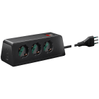 VIMAR - Presa scrivania 3 universali 3 USB S11 cbe nero, multipla 2P+T 10A 250V, 3 uscite SICURY, USB 15,5W, cavo 2m, spina S11.
