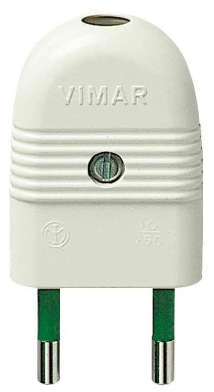 VIMAR - Spina Sicury Standard Italiano 2P 10A 250V Uscita Cavo Assiale Bianco 01020.B