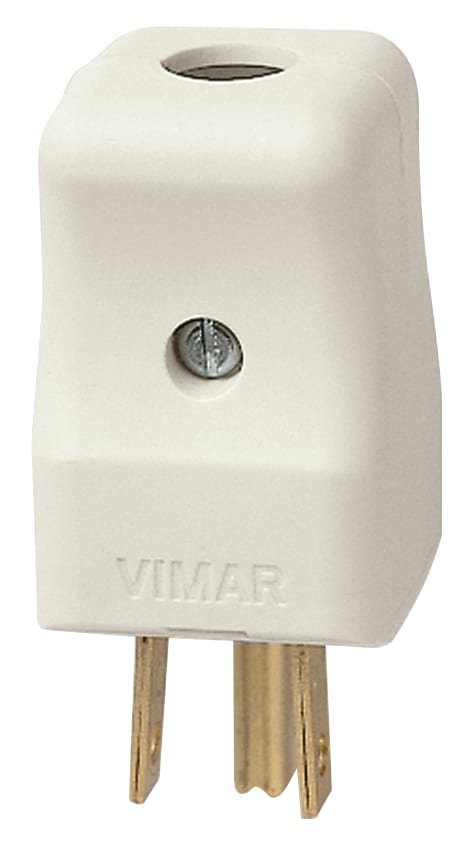 VIMAR - Spina 2P+T 15A Bianco Standard Americano e Arabia Saudita Uscita Cavo Assiale