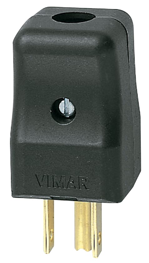 VIMAR - Spina 2P+T 15A Nero Standard Americano e Arabia Saudita Uscita Cavo Assiale