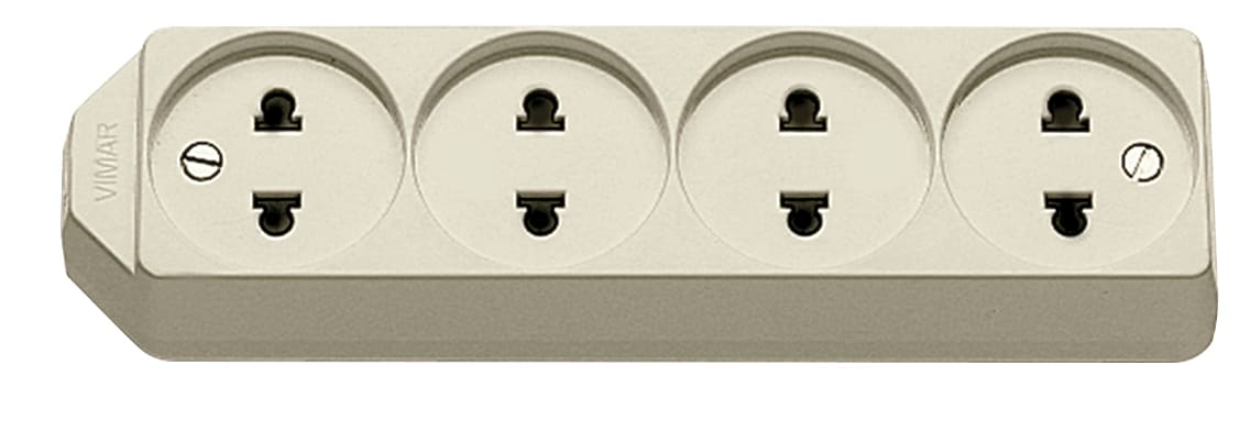 VIMAR - Presa Mobile Multipla 4 Uscite Avorio 2P 15A 250V Euroamericano 01271