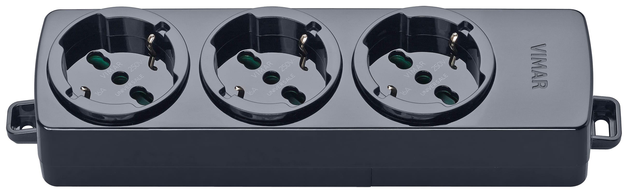 VIMAR - Presa Multipla Universale Nero 3 Uscite Sicury Standard Italiano 3680W 01287.NC