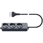 VIMAR - Presa Multipla Universale con 3 Uscite Sicury Standard Italiano, Cavo Nero da 2m, 16A 250V~, 3 Conduttori 1,5mm2, Spina 2P+T 16A S17, Potenza 3680W