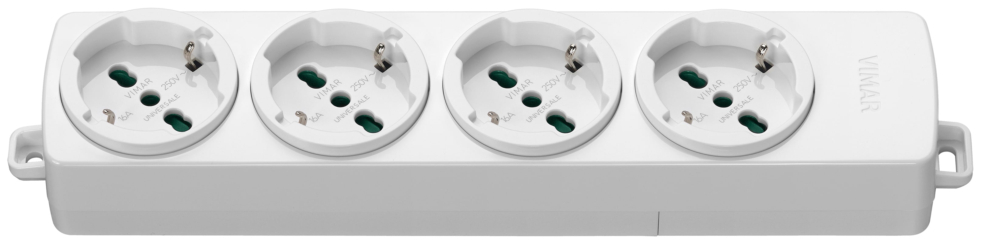 VIMAR - Presa Multipla Universale Bianco 4 Uscite Sicury Standard Italiano 2P+T 16A 250V Potenza Massima 3680W