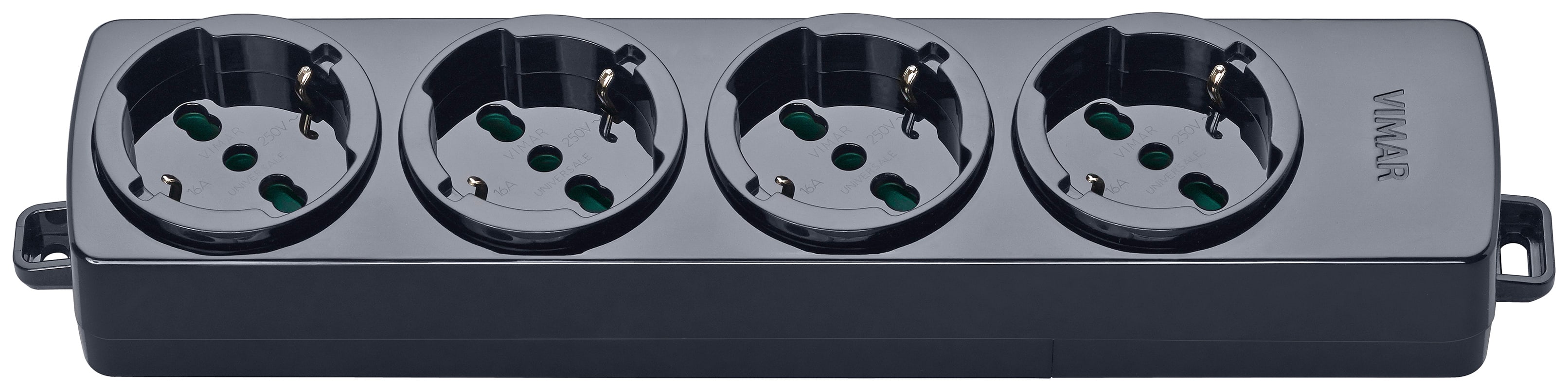VIMAR - Presa Multipla Universale Nero 4 Uscite Sicury Standard Italiano 3680W 01291.NC