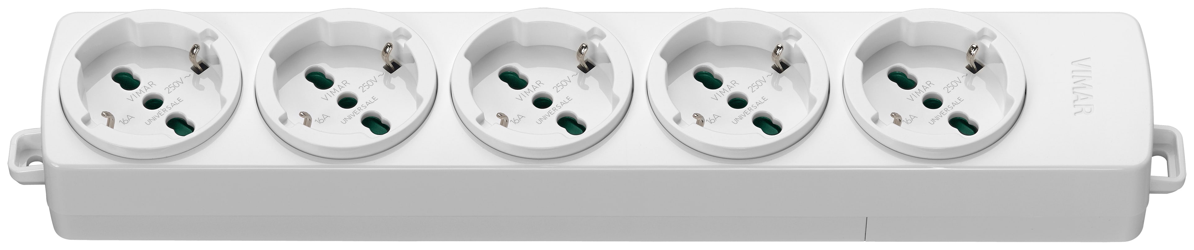 VIMAR - Presa Multipla Universale Bianco 5 Uscite Sicury Standard Italiano 2P+T 16A 250V Potenza Massima 3680W 01293.NC.B