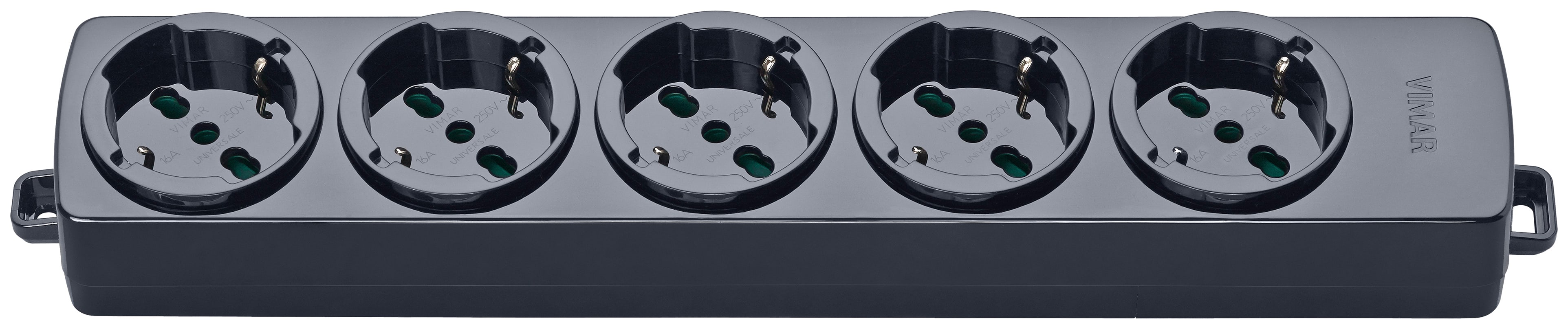 VIMAR - Presa Multipla Universale Nero 5 Uscite Sicury Standard Italiano 2P+T 16A 250V Potenza Massima 3680W 01293.NC