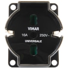 VIMAR - Frutto Presa Universale Nero Sicury 2P+T 16A 250V Eurospine 2P 2,5A Standard Italiano Tedesco Monoblocco 01299.1.N