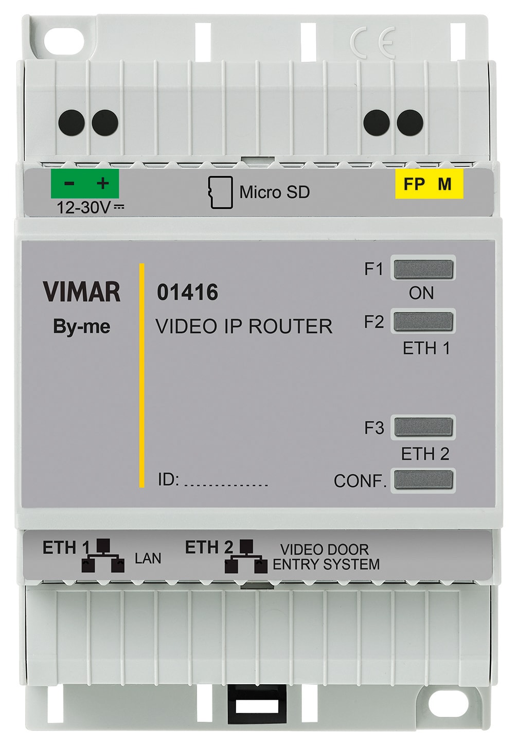 VIMAR - Router IP per videocitofonia e IoT, integra sistema con rete IP/LAN, Cloud e App, installazione su guida DIN, occupa 4 moduli da 17,5 mm.