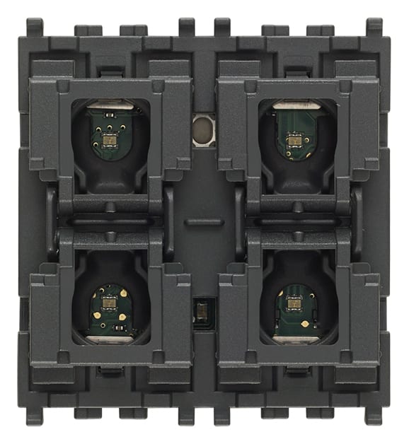 VIMAR - Comando Domotico 4 Pulsanti Amplificatore 1+1W 2 Uscite Diffusori Sonori 8 Ohm Led RGB Intensità Tasti Intercambiabili Eikon Arké Plana 01484