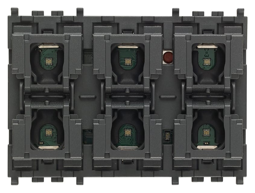 VIMAR - Comando domotico 6 pulsanti e attuatore tapparella lamelle 3 moduli, LED RGB, 120-240 V, 50/60 Hz, compatibile Eikon, Arké, Plana.