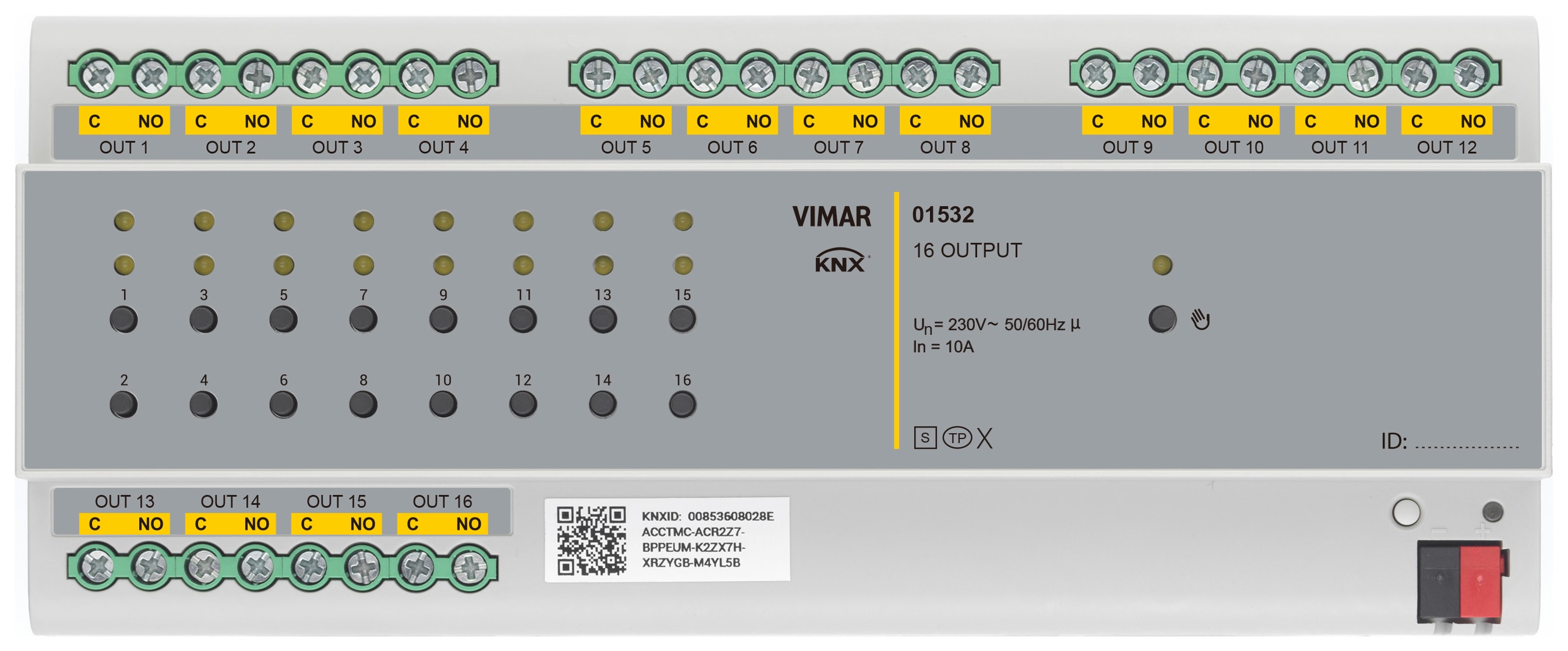 VIMAR - Attuatore Knx Secure 16 Uscite 250V 10Ax Relè 230V~ 50/60 Hz Standard Installazione Guida Din 60715 Th35 Occupa 12 Moduli 17,5 Mm