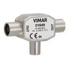 VIMAR - Adattatore Multiplo TV Coassiale Induttivo Z 75 Ohm Attenuazione 3,5 dB Spina Ø 9,5 IEC Presa Ø 9,5 IEC 2 Uscite