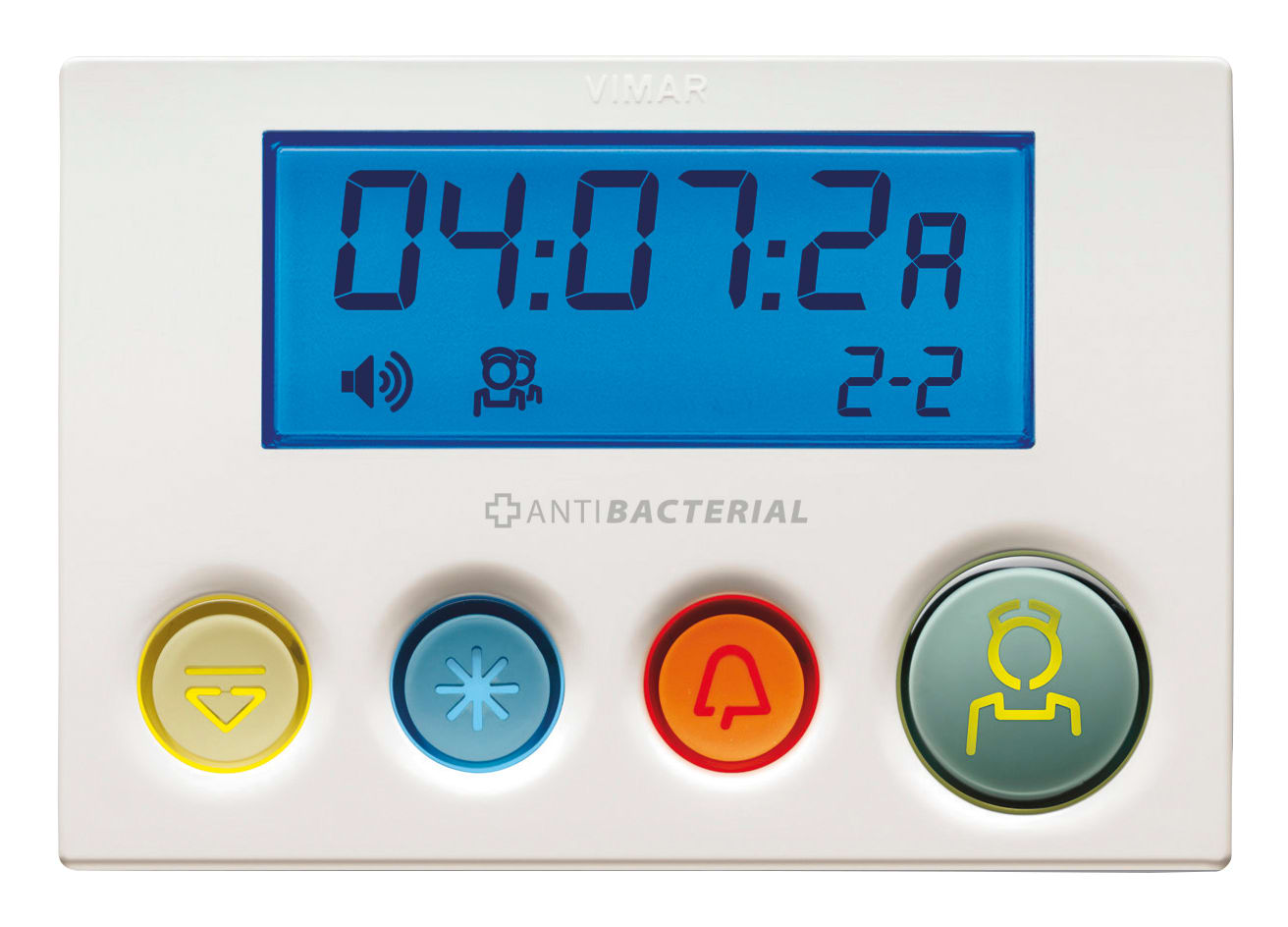 VIMAR - Modulo Display Antibatterico con 4 Pulsanti per Chiamate e Alimentazione 24Vdc, Bianco
