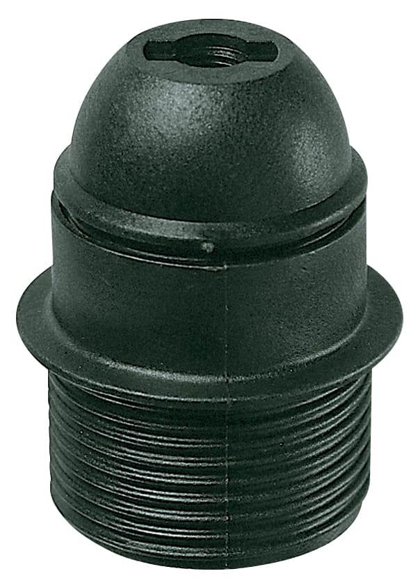 VIMAR - Portalampada E27 Nero con Cappuccio Filettato e Camicia Parzialmente Filettata 02104.S