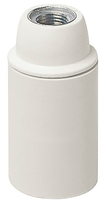 VIMAR - Portalampada E14 Cappuccio Filettato Sagomato, Camicia Liscia, Poliestere Rinforzato Vetro Bianco