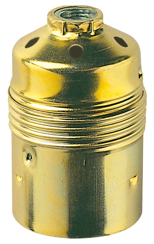 VIMAR - Portalampada E27 M10X1 Ottone - Raccordo Vite Blocco, Cappuccio Camicia Acciaio Zincato Lucido 02141