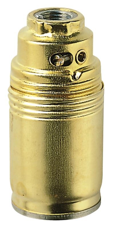 VIMAR - Portalampada E14 M10X1 Ottone con Vite di Blocco e Morsetto di Terra - Cappuccio e Camicia Acciaio Zincato 02146