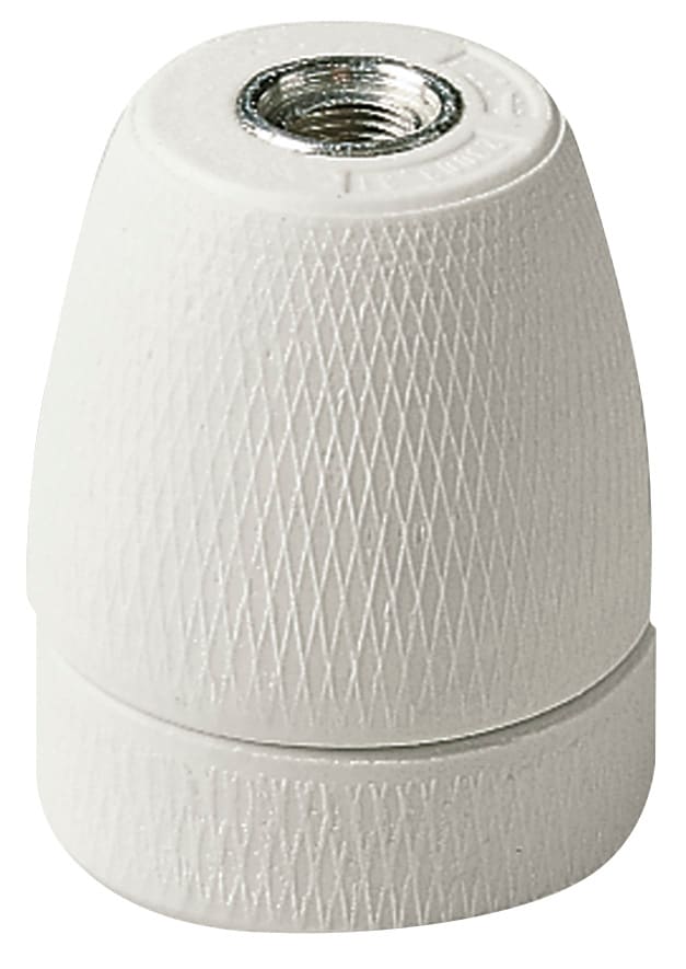 VIMAR - Portalampada E27 Porcellana M10X1 Antisvitamento Bianco con Vite di Blocco 02164