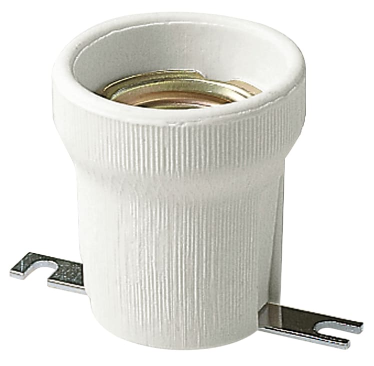 VIMAR - Portalampada E27 Corpo Porcellana Cilindrico Piastrina Fissaggio Bianco Asole Interasse 02174.D