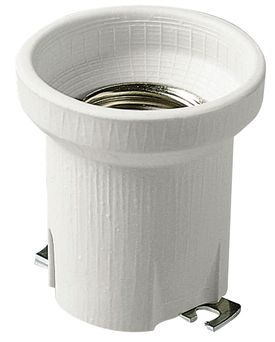 VIMAR - Portalampada E40 Porc. Piastrina Dritta - Bianco Porcellana Asole Fissaggio Ø 5,2X7,5 Mm Interasse 52 Mm 02187