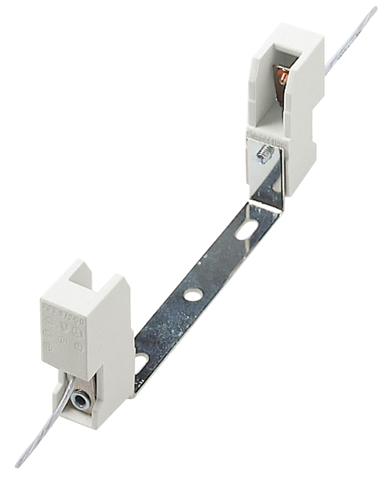 VIMAR - Portalampada alogene blocco steatite 8A 250V attacco R7s, cavo teflon PTFE 0,75 mm2, staffa U, temp. max 350°C, foro 4,5 mm, interasse 65 mm.