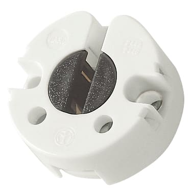 VIMAR - Portalampada G13 bianco, rigido a pastiglia, 2A 250V, bottone girevole, fissaggio a vite, max 80°C, brevettato, fori ø 4,3mm interasse 26mm.