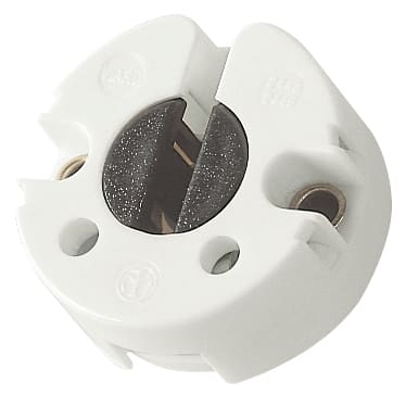 VIMAR - Portalampada G13 bianco, bottone girevole, molleggio, fissaggio a vite, max 80°C, brevettato, occhielli elastici, fori ø 3,5 mm, interasse 26 mm.