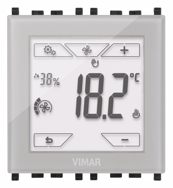VIMAR - Termostato touch KNX 2M neutro, controllo temperatura 2 zone, domotica KNX, retroilluminazione RGB, compatibile placche Eikon, Arké, Plana.