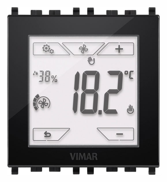 VIMAR - Termostato touch KNX 2M nero, controllo temperatura 2 zone, domotica KNX, retroilluminazione RGB, compatibile placche Eikon, Arké, Plana.