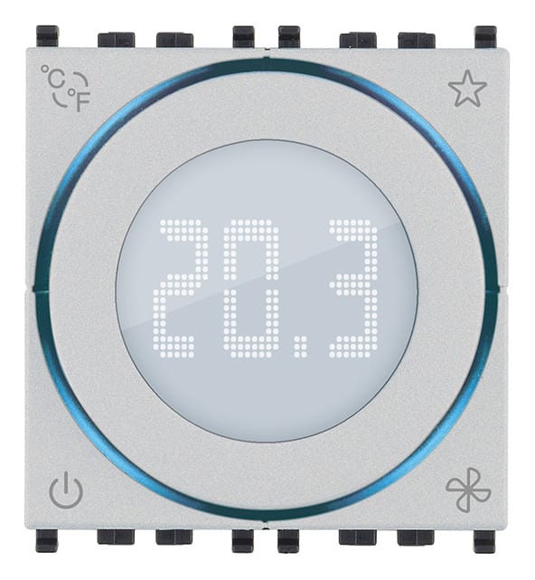 VIMAR - Termostato domotico 2M Next: controllo temperatura ambiente, gestione impianti, comando fan-coil, retroilluminazione led, compatibile placche Eikon.