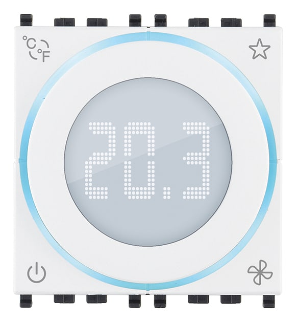 VIMAR - Termostato rotella KNX 2M bianco, controllo temperatura ambiente, domotica KNX, retroilluminazione led bianca, compatibile placche Eikon, Arké, Plana.