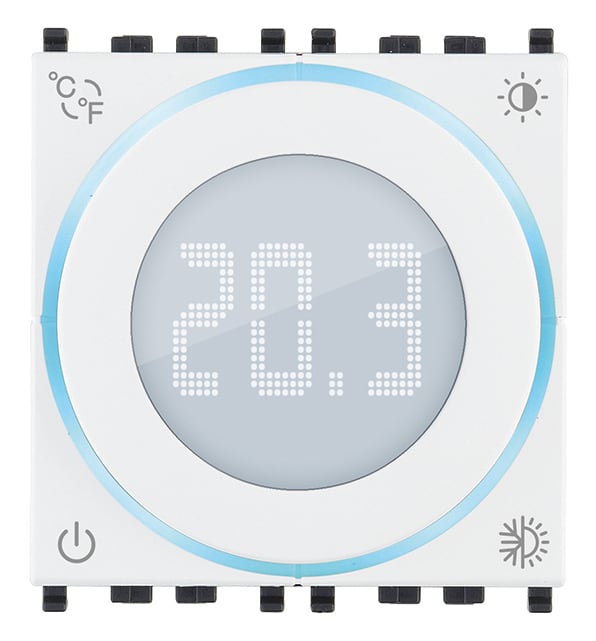 VIMAR - Termostato rotella IoT2M bianco, Bluetooth 5.0, relè NO 5(2) A 240 V, LED bianco, 100-240 V, 2 moduli, compatibile con placche Eikon, Arké, Plana.