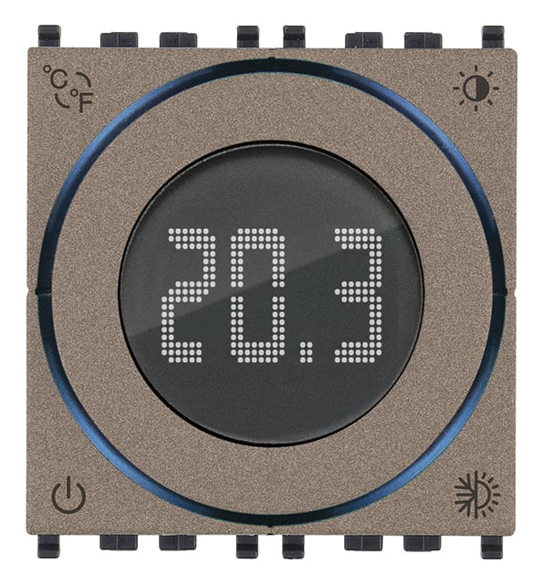 VIMAR - Termostato rotella IoT2M Metal, Bluetooth 5.0, relè NO 5(2) A 240 V, LED bianco, 100-240 V, 2 moduli, compatibile con placche Eikon, Arké, Plana.
