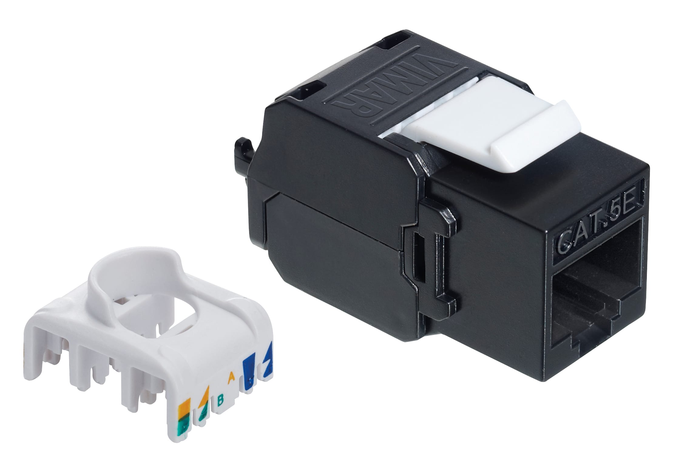 VIMAR - Connettore RJ45 Cat5E UTP per Pannelli di Permutazione e Adattatori Keystone, Cablaggio Universale T568A/B, 8 Contatti 03009.11