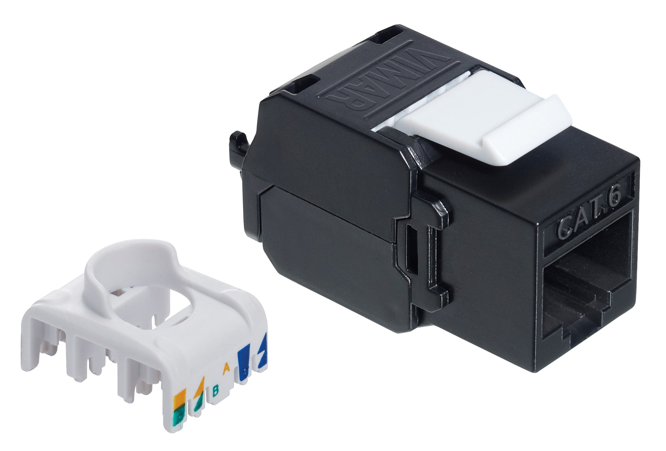 VIMAR - Connettore RJ45 Cat. 6 UTP per Pannelli di Permutazione e Adattatori Keystone, Cablaggio Universale T568A/B, 8 Contatti 03009.13